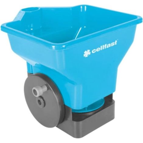 Semoir manuel universel pour pelouse et engrais, capacité de 3 L, largeur d'épandage réglable, matériau polymère résistant, jaune/noir (1/5)