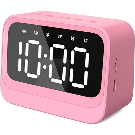 Barre de Son Portable à Double Horloge, Lecteur de Musique Sans Fil, , Support de Carte TF, Rose