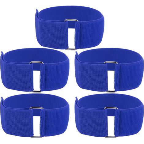 5 Paires de Bandes pour Course à 3 Jambes, Jeux de Relais en Plein Air pour Enfants et Adultes, Anniversaire Carnaval Fête Scolaire, Bleu (1/5)
