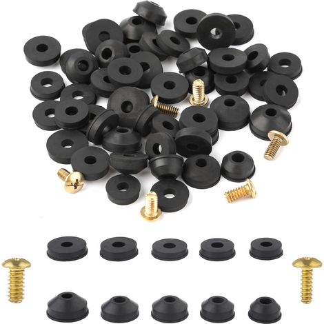 58 Pièces Kit de Rondelles Robinet, 28pcs Joints Plats Caoutchouc pour Robinets 24pcs Rondelles Conique avec 6 Vis en Laiton Joint en Caoutchouc pour Robinet Réparation Salle de Bain Cuisine (1/5)