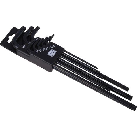 Jeu de clés Torx T10 T15 T20 T25 T27 T30 T40 T45 T50 9 pièces , RS PRO ( Prix pour 1 Jeu ) (1/3)