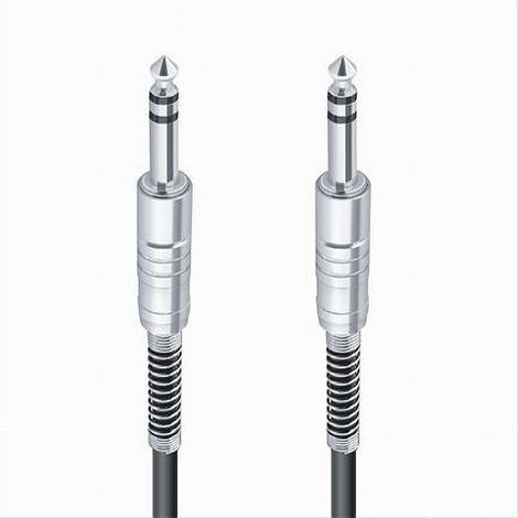 TRADE SHOP - Cavo Collegamento 2 Jack Da 6.5 Mm 3 Mt Cavetto Microfono Audio Stereo Jjack-07 -