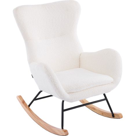 Rocking-chair en tissu bouclé beige - Béa (1/5)