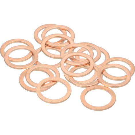 18Pcs Rondelles Métal Plates, Kit Rondelles Cuivre M18 Joint, 18mm ID, 24mm OD, 1.5mm Épaisseur D'Étanchéité Rondelles Écrasables Assortiment Pour Boulons Vis Réparation (1/5)