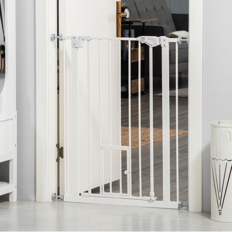 CHICFURN Barrera de seguridad extensible 74-80 cm blanca con cierre automático sin taladrar (1/5)