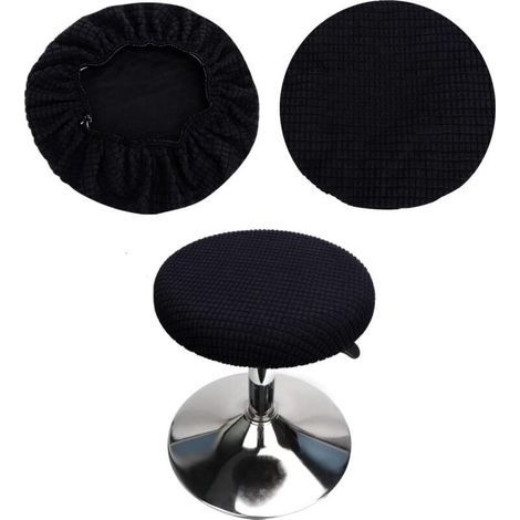 Housses de tabourets ronds (set de 2 pièces noir), adaptées aux tabourets 28-40cm, bar et café, housses de tabourets ronds élastiques, lavables et faciles à entretenir, douces et durables