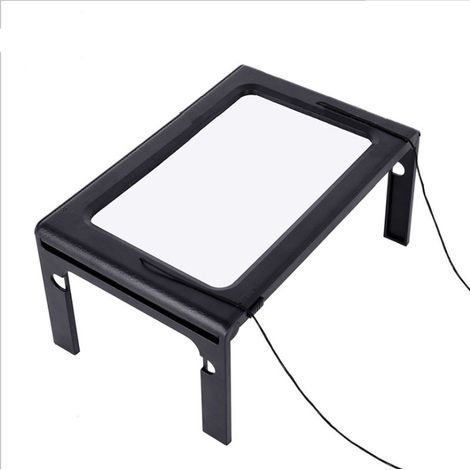 Verbesserte, freihändige Acryl-Lupe – Großlinsenlupe, 5-fache rechteckige Ganzseitenlupe, 50 LED-Beleuchtung, faltbare, tragbare Tischlupe für Senioren