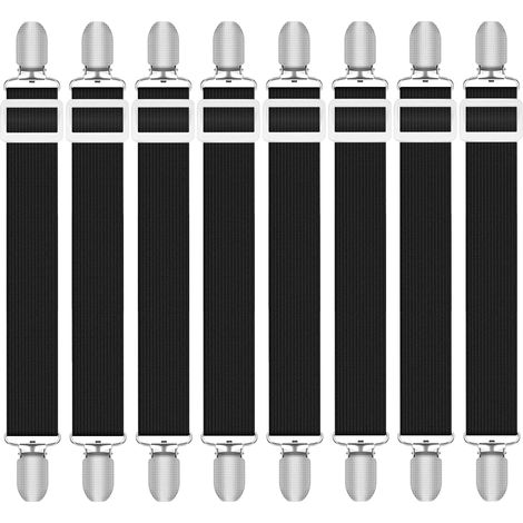 Tendeur Drap Housse - 8 Pièces - Élastique Réglable - Clips Métalliques - Pour Lit Matelas Canapé - Noir 30cm à 130cm (1/5)