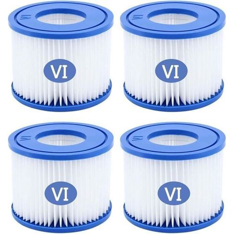 Set of 4 Type VI filters for spa and jacuzzi - Compatible with Coleman SaluSpa 90352E, Lay-Z Spa, and pool filters.