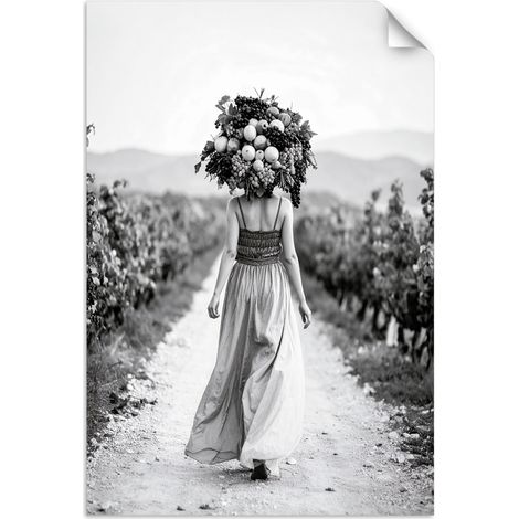 Selbstklebendes Poster – Wandsticker Frau mit Früchten auf dem Kopf 70x100 cm