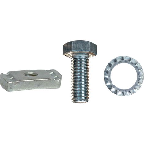 Kit boulons TH Ø 12x25mm avec plaque taraudée et rondelle (blister de 10) pour rail 41 PB FIXATIONS 056431 (1/2)