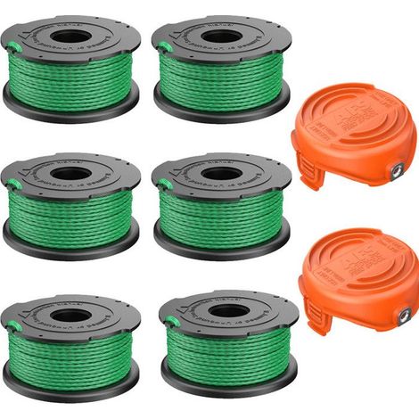 Lot de 6 bobines de fil vert pour débroussailleuse Black & Decker GL7033 GL8033 GL9035 A6482 (6+2 Couvercle de Bobine) -belleup (1/3)