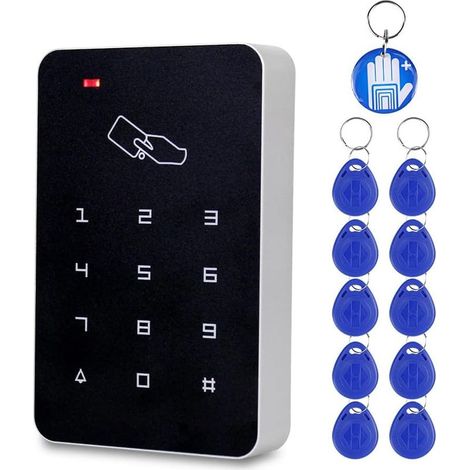 Lecteur de badge RFID autonome avec clavier numérique – 10 cartes ID 125KHz – Distance de lecture 0-5 cm – Installation facile - Tk4100 (1/5)