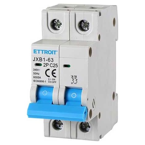 ETTROIT JX122560 Automatischer Schutzschalter 2P 25A 220V 2 DIN-Module (1/3)