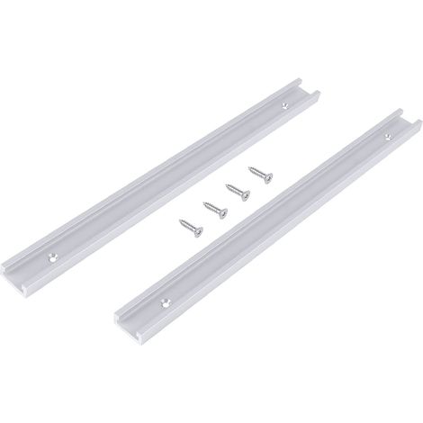 Lot de 2 pistes T Track universel en alliage d'aluminium de 300 mm avec supports de montage prédrillés, avec vis auto-appliquées, convient pour la construction de JIgs et de fixations (1/5)