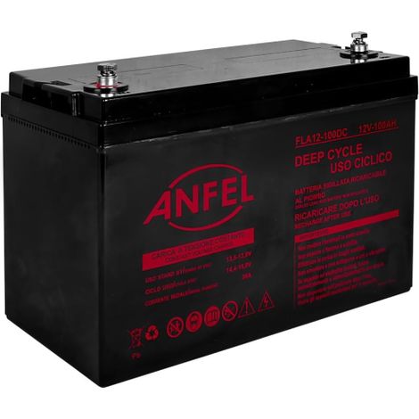 Batteria 12V 100Ah CICLICA Ricaricabile AGM Deep Cycle Solare Camper Barca Nautica UPS Sicurezza Veicoli Elettrici Impianti fotovoltaici SCARICA LENTA (1/5)