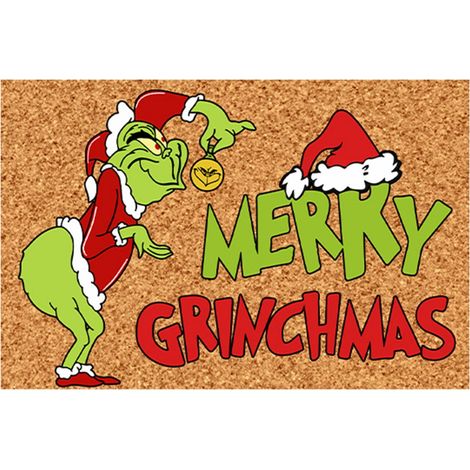 Weihnachts-Grinch-Fußmatte (60,2 x 40,4 cm), Willkommensmatte für den Außenbereich, Eingangsbereich-Teppich, rutschfeste Matte, lustige Weihnachtsdekoration (1/5)