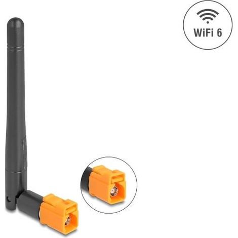 Delock WiFi 6 Antena FAKRA M hembra 2,5 - 3,0 dBi omnidireccional con unión de inclinación negra