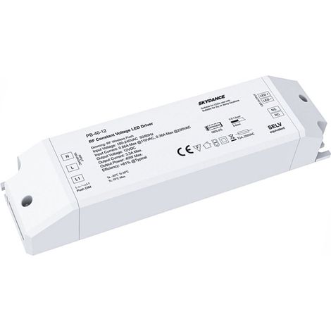 Alimentatore Dimmerabile CV 12V 40W Con Pulsante N.O. e Telecomando RF 2.4G Per Striscia Led 12V PB-40-12