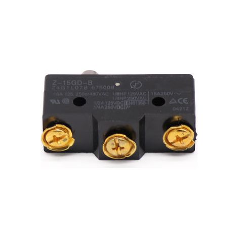 Includes Z-15GD-B push-button switch with metal button head, gold three-pronged design, black casing. (1/4)