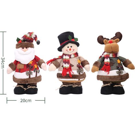Décoration de sapin de Noël avec poupées, rennes, bonhommes de neige et Père Noël, figurines debout, ornements de Noël et de Nouvel An (1/5)