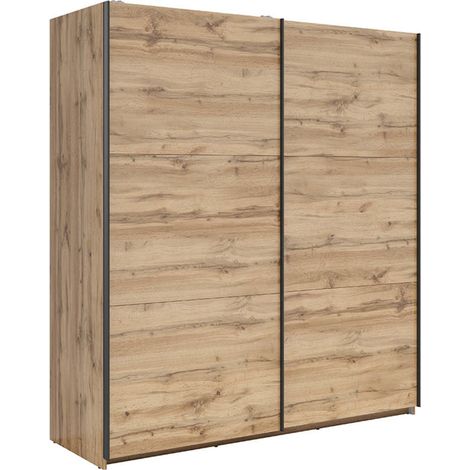 Armoire placard à 2 portes coulissantes coloris Chêne wotan - Longueur 183 x Profondeur 60 x Hauteur 195,5 cm (1/5)