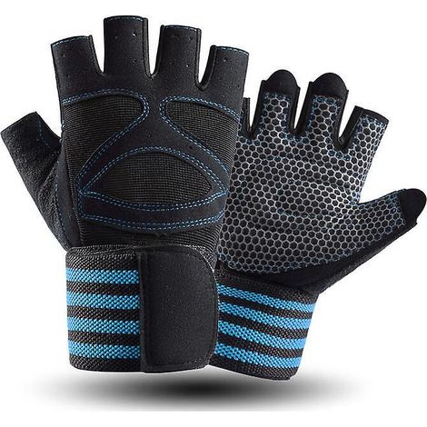 une Paire De Gants De Fitness Bleus M Respirants Pour Hommes Et Femmes. Protection Complte De La Paume Pour L'haltrophilie, L'entranement, Le Fitn (1/5)