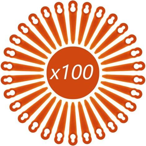 Lot de 100 Lames Compatible pour Coupe Bordure Stihl PolyCut 2-2 PolyCut 3-2, FSA 45 FSA 57 FSE 52, Lames en Plastique pour Coupe Bordure Stihl sans Fil (1/4)