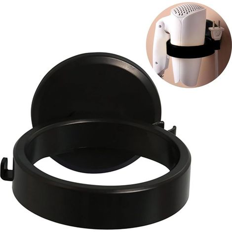Support Seche Cheveux,Porte Seche Cheveux,Porte Seche Cheveux Mural,Porte Seche Cheveux sans Percage,Support de Sèche-Cheveux Autocollant sans Percer,pour Salle de Bain Et Toilettes(Noir (1/4)