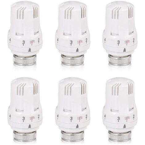 Tête Thermostatique de Radiateur - 6 Pièces, M30 X 1,5 pour Maison et Bureau (1/4)