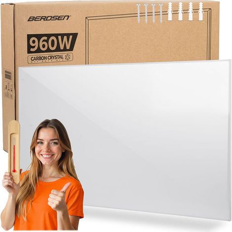 Panel calefactor infrarrojo, 960 W, para pared/techo/independiente.