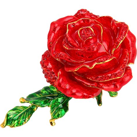 Coffret à bijoux exquis en forme de rose, objet de décoration de bureau élégant et étincelant, boîte de rangement pour bagues (1/5)