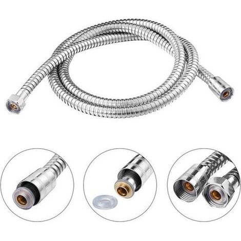 YMYNY Flexible de douche Chrome - Tuyau de douche 1.5m - Anti-torsion Acier inoxydable Anti-rouille - Universel Diametre G1/2 (1/4)