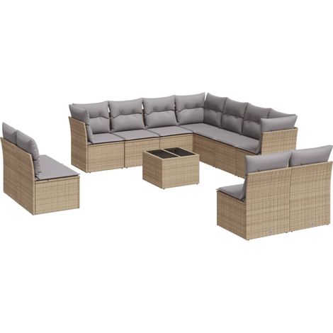 Maison Exclusive - Set Divani da Giardino 12 pz con Cuscini Beige in Polyrattan (1/5)