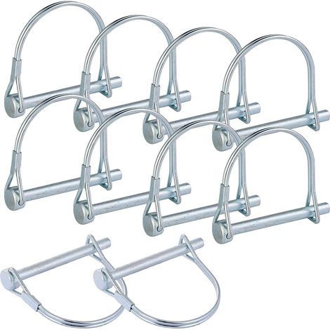 10 Pièces Goupilles, 8 x 70 mm Goupille Fendue en Forme de D  Goupille Motoculteur Acier au Carbone Galvanisé, Goupilles de Sécurité pour Remorques, Camions, Tracteurs (1/5)