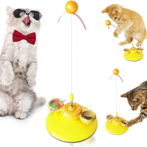 Interaktives Katzenspielzeug, rotierendes interaktives Spielzeug, leistungsstarkes Katzenminzenspielzeug mit Saugnapf, Zauberstabspielzeug für Katzen (1/4)