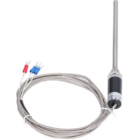 Sonde de température étanche Pt100 WZPT-10, thermistance à immersion pour mesure précise, capteur résistif inoxydable à fil, usage industriel et liquide. (1/5)