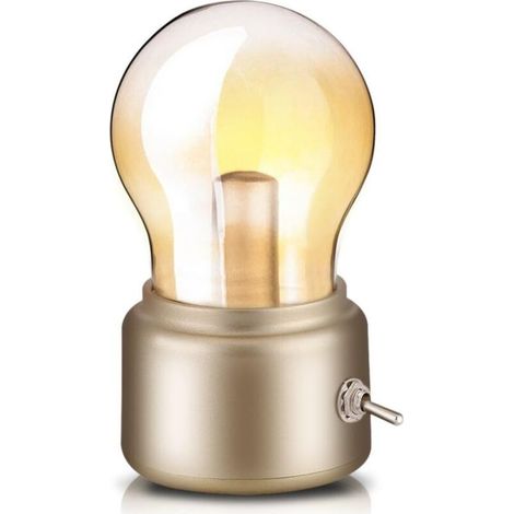 Lampe de Chevet Rétro Ampoule, USB Rechargeable LED Night Light Mini Lampe de Chevet lampe (1/4)