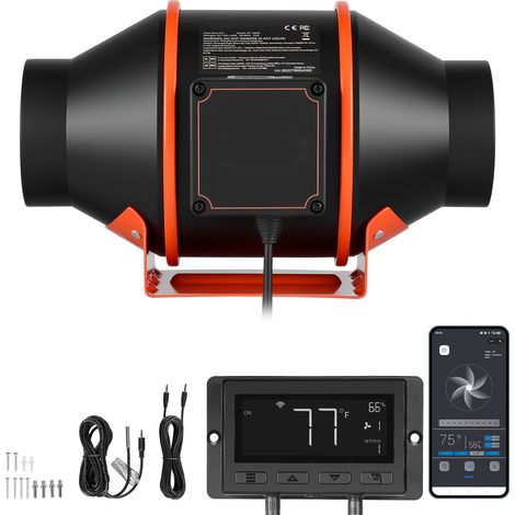 Mophorn 101,6 mm Rohrventilator mit regelbarer Leistung, 349 m³/h Inline-Lüfter mit PWM & App-Steuerung, Kanalventilator mit 10 Geschwindigkeitsstufen, 9h Timer und EC-Motor, ideal für Gewächshäuser (1/5)