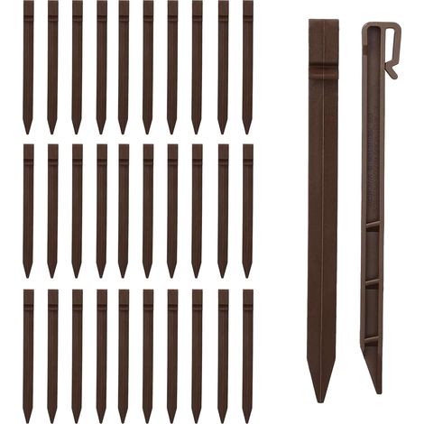 Lot de 30 piquets d'ancrage en Plastique Robuste de 24,6 cm pour Bordure de Paysage, piquets d'ancrage pour Bordure, terrasse, Planche, tentes de Jardin (Marron, 30) (1/5)