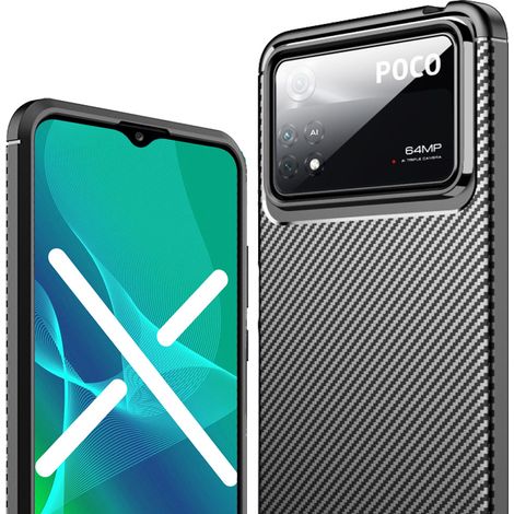 Funda para Xiaomi Poco X4 Pro 5G, Carbon Gel, Negra (1/5)