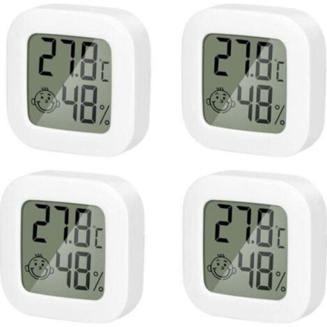 4 Pack Thermometre Interieur Mini Thermomètre Hygrometre Haute Précision Température Hygromètre Moniteur avec Air icône Confortable pour Cuisine Chambre de Bébé Serre Entrepôt Bureau (1/5)