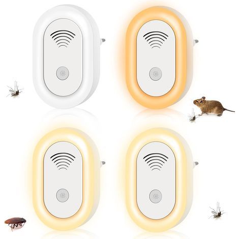 4er-Pack Ultraschall-Nagetiervertreiber, Frequenzvariation 20-65 kHz, mit gruseligen Lichtern, Insekten- und Tierschutz (1/5)
