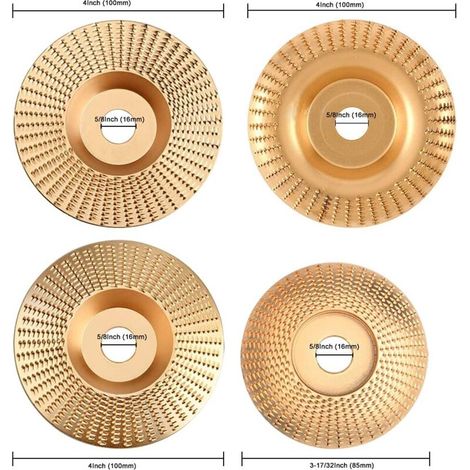 dischi abrasivi angolari in tungsteno per smerigliatrice, dischi sagomati per smerigliatrice, dischi abrasivi per intaglio e lucidatura del legno con albero da 16 mm (1/4)