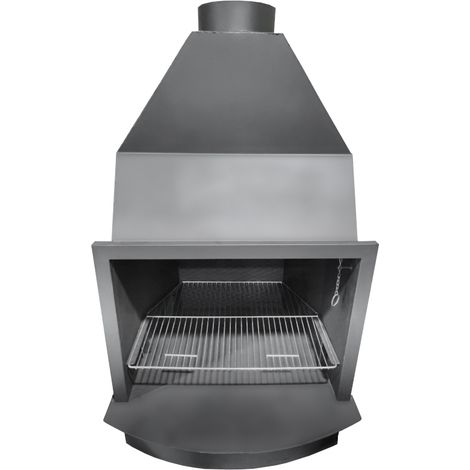 MF - Barbacoa de Leña Modelo D100 de 116 x 87 x 155,5 cm en Acero con Parrilla de Asado, Control de Tiro, Base Lisa y Pintura Negra Anticalórica (1/3)