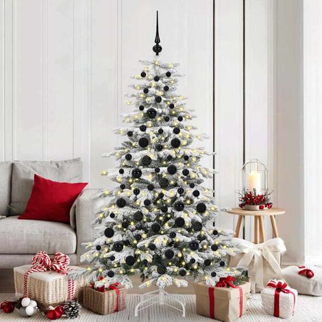 Weihnachtskugel-Set mit 300 LEDs 120 pcs Schwarz Kunststoff