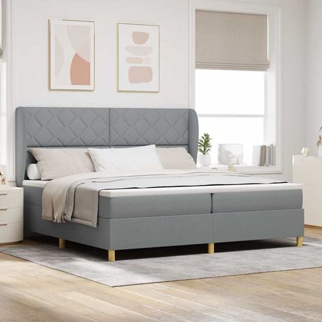 vidaXL Cama tipo Box Spring con cabecera Gris Claro 200 x 200 cm tela (1/5)