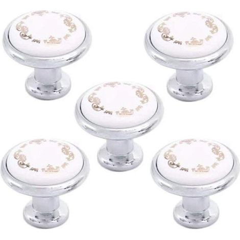 Pomelli in ceramica Pomelli per armadi vintage, set di 5 pomelli e maniglie rotondi da interno da 32 mm per armadio/cassettiera da bambina/armadio per bambini/maniglie per cassetti della cucina con ma (1/5)