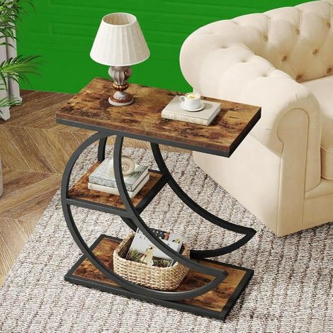 Table basse pliante style industriel - Console demi-lune à structure métallique, style vintage, décoration intérieure (1/5)
