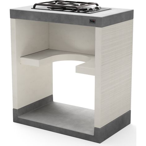 TUOZI - Módulo Stand PLAN/VENIT Gas 78 para Barbacoa de Obra Prefabricada (Blanco, Gris - 78 x 47 x 47 cm) - Uso en Exteriores (1/2)
